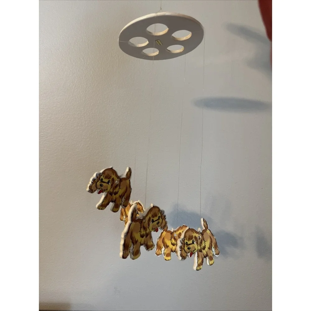Vintage 5 Dogs Wind Chimes Ceramic Farmhouse Decor